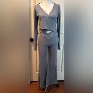 Hollister Gilly Hicks Heather blue Ribbed 2 piece loungewear.